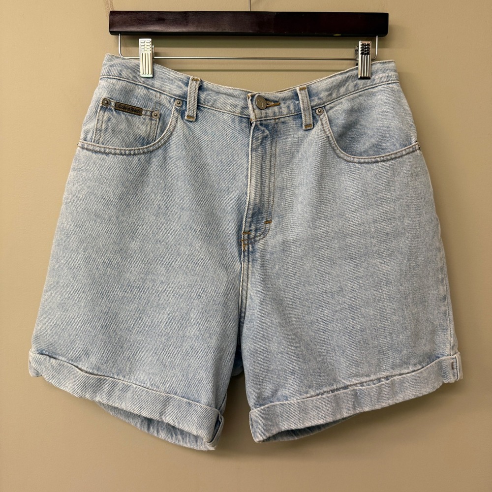 Vintage Calvin Klein Jeans High Waisted Denim Shorts 90s Light Wash Size 11/12